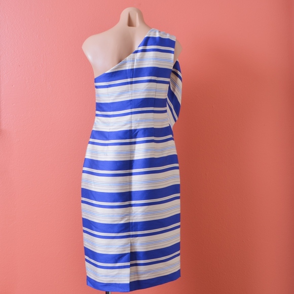 NWT Banana Republic One shoulder Striped Dress 2 - Picture 4 of 7